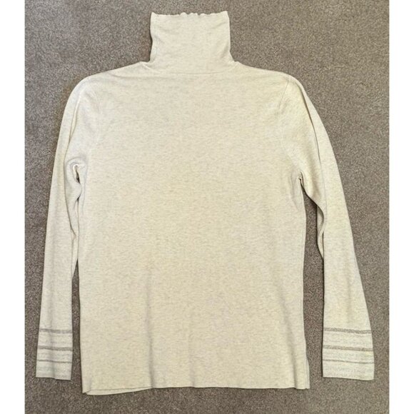 Chicos Women’s 2 Cozy Turtleneck Pullover Long Sleeve Light Sweater Ivory Tan - Picture 4 of 5